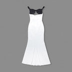 Black Velvet White Satin Mermaid Gown H6517