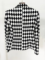 Black White Checkered Double Breasted Blazer H6366