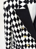 Black White Checkered Double Breasted Blazer H6366