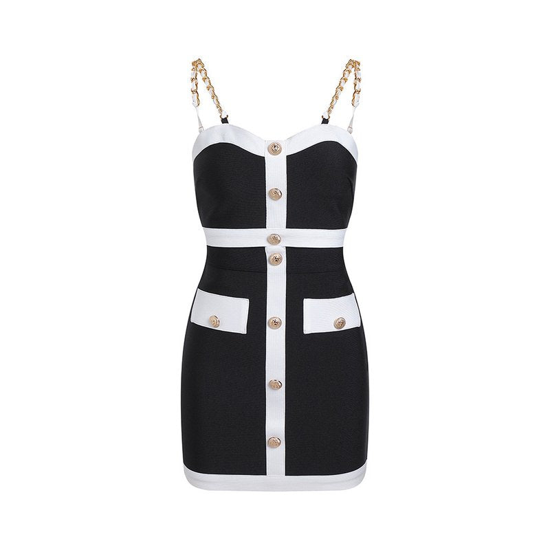 Black White Contrast Crop Top Set H5916