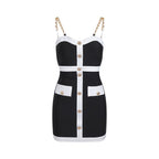 Black White Contrast Crop Top Set H5916