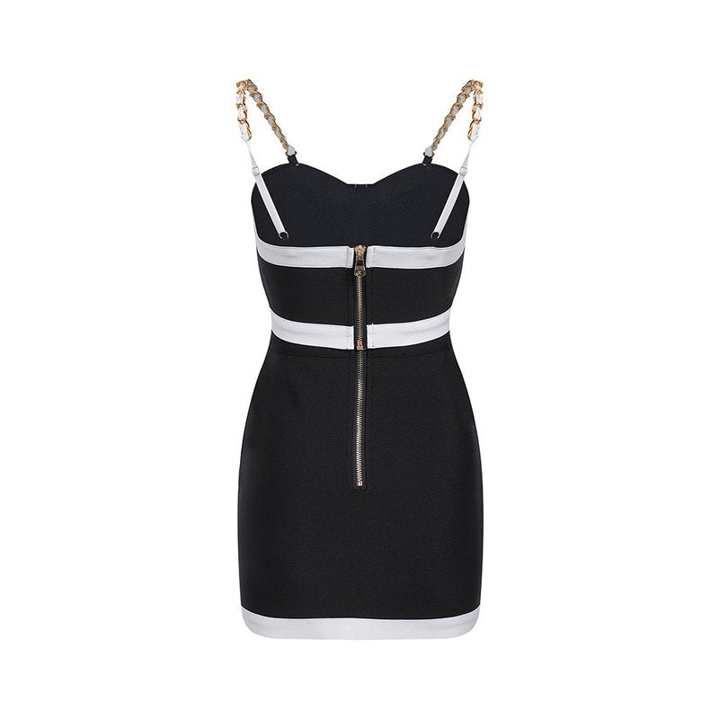 Black White Contrast Crop Top Set H5916