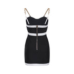 Black White Contrast Crop Top Set H5916