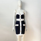 Black White Contrast Crop Top Set H5916