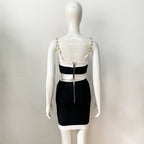 Black White Contrast Crop Top Set H5916