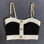 Black White Contrast Crop Top Set H5916