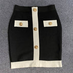Black White Contrast Crop Top Set H5916