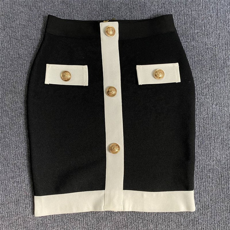 Black White Contrast Crop Top Set H5916