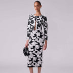Black White Floral Print Suit Set H6694