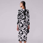 Black White Floral Print Suit Set H6694