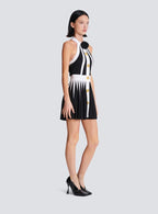 Black White Striped Pleated Mini Dress H6342