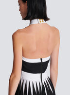 Black White Striped Pleated Mini Dress H6342