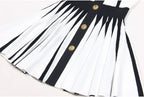 Black White Striped Pleated Mini Dress H6342
