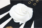 Black White Striped Pleated Mini Dress H6342