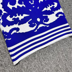 Blue and White Embroidered Maxi Dress H6284