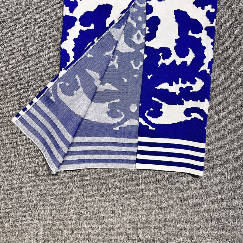 Blue and White Embroidered Maxi Dress H6284