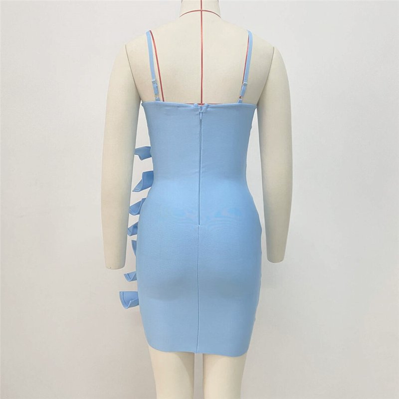 Blue Cut-Out Bow Mini Dress H6392