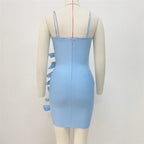 Blue Cut-Out Bow Mini Dress H6392