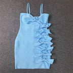 Blue Cut-Out Bow Mini Dress H6392