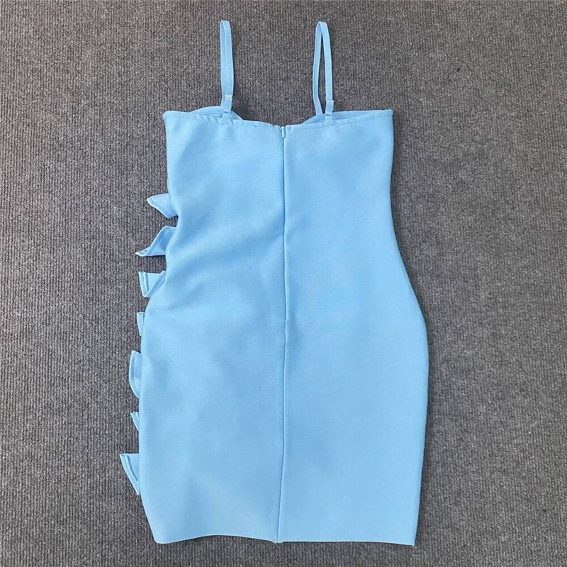 Blue Cut-Out Bow Mini Dress H6392
