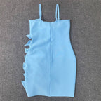 Blue Cut-Out Bow Mini Dress H6392