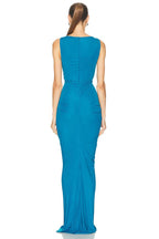 Blue Draped Cutout Maxi Dress H6885