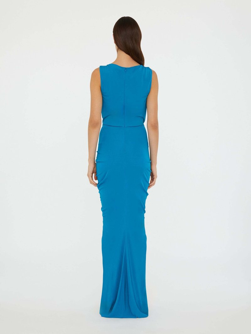 Blue Draped Cutout Maxi Dress H6885