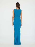 Blue Draped Cutout Maxi Dress H6885