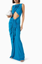 Blue Draped Cutout Maxi Dress H6885