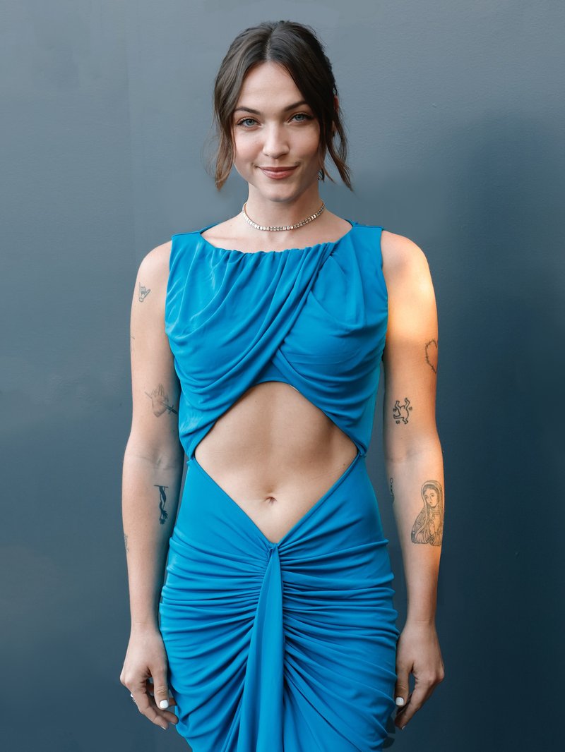 Blue Draped Cutout Maxi Dress H6885