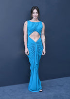 Blue Draped Cutout Maxi Dress H6885