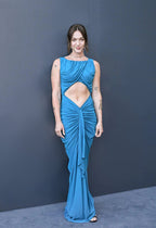 Blue Draped Cutout Maxi Dress H6885