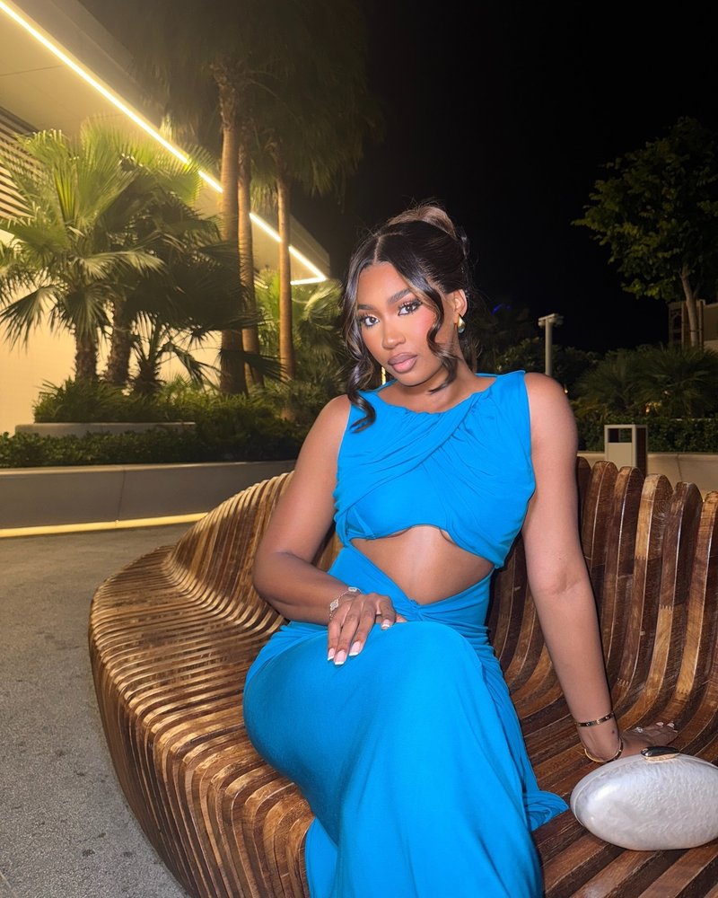 Blue Draped Cutout Maxi Dress H6885