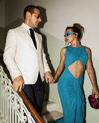Blue Draped Cutout Maxi Dress H6885