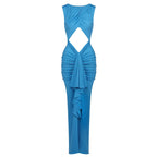 Blue Draped Cutout Maxi Dress H6885