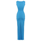Blue Draped Cutout Maxi Dress H6885