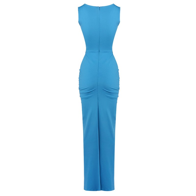 Blue Draped Cutout Maxi Dress H6885