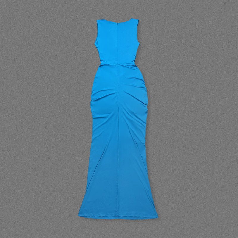 Blue Draped Cutout Maxi Dress H6885