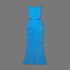 Blue Draped Cutout Maxi Dress H6885