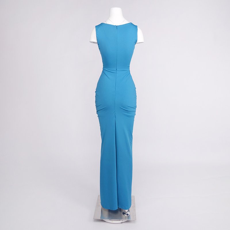 Blue Draped Cutout Maxi Dress H6885