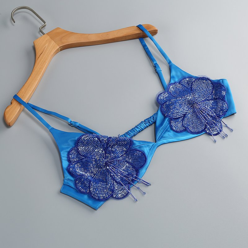 Blue Embellished Red Bandage Dress H7073