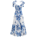 Blue Floral Print Midi Dress H6387