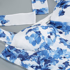 Blue Floral Print Midi Dress H6387