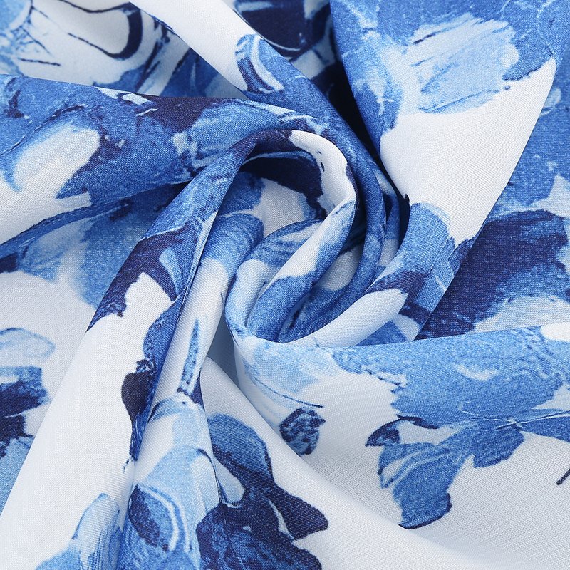 Blue Floral Print Midi Dress H6387