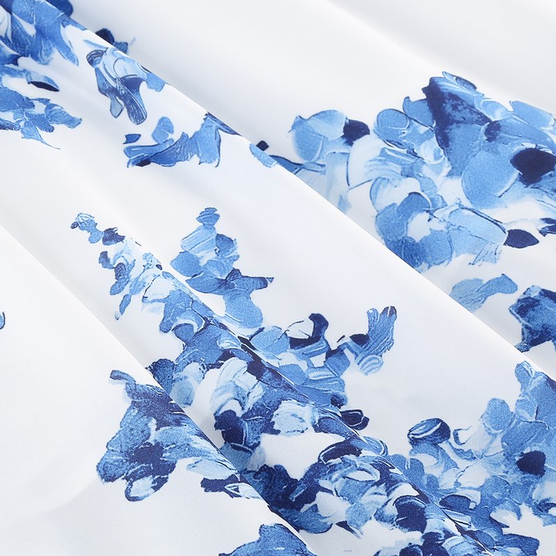 Blue Floral Print Midi Dress H6387