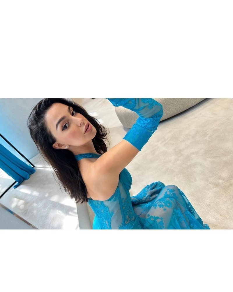Blue Lace Sheer Mermaid Gown H6183