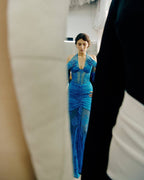 Blue Lace Sheer Mermaid Gown H6183