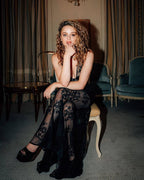 Blue Lace Sheer Mermaid Gown H6183