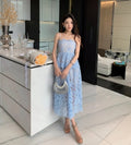 Blue Lace Strappy Midi Dress H6297
