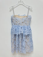 Blue Lace Strappy Midi Dress H6297